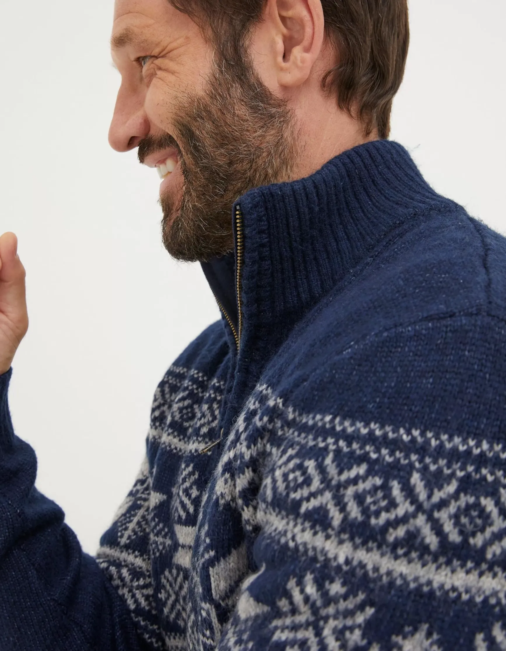 FatFace Calder Fairisle Half Neck Jumper|Men View All