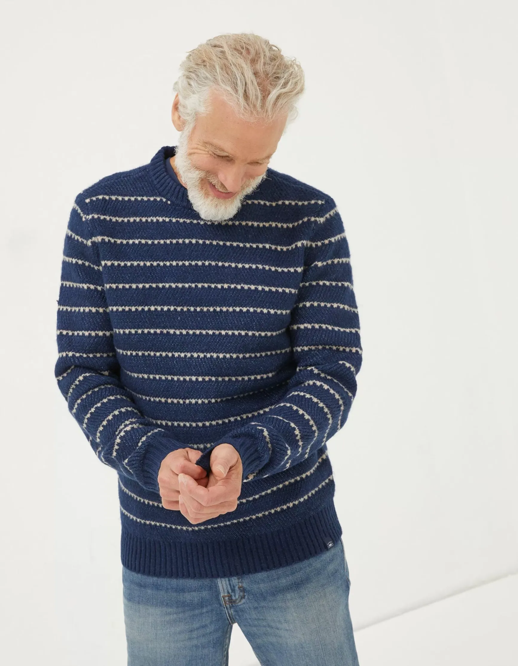 FatFace Calder Stripe Crew Jumper|Men Knitwear