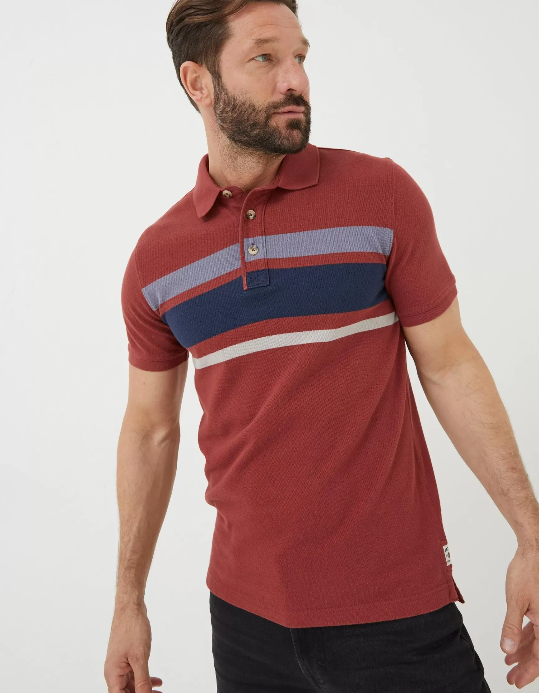 FatFace Chest Stripe Pique Polo|Men View All