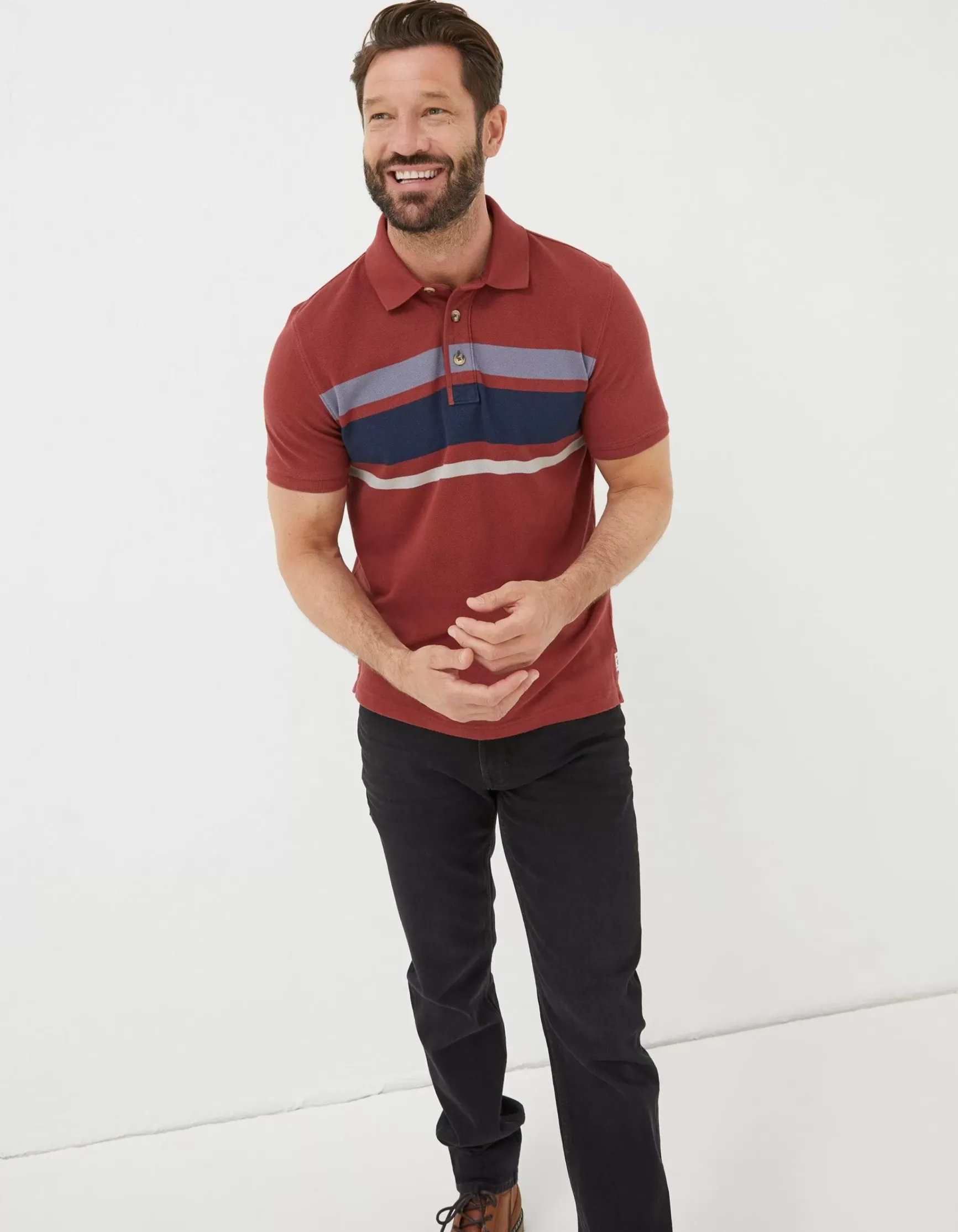 FatFace Chest Stripe Pique Polo|Men View All