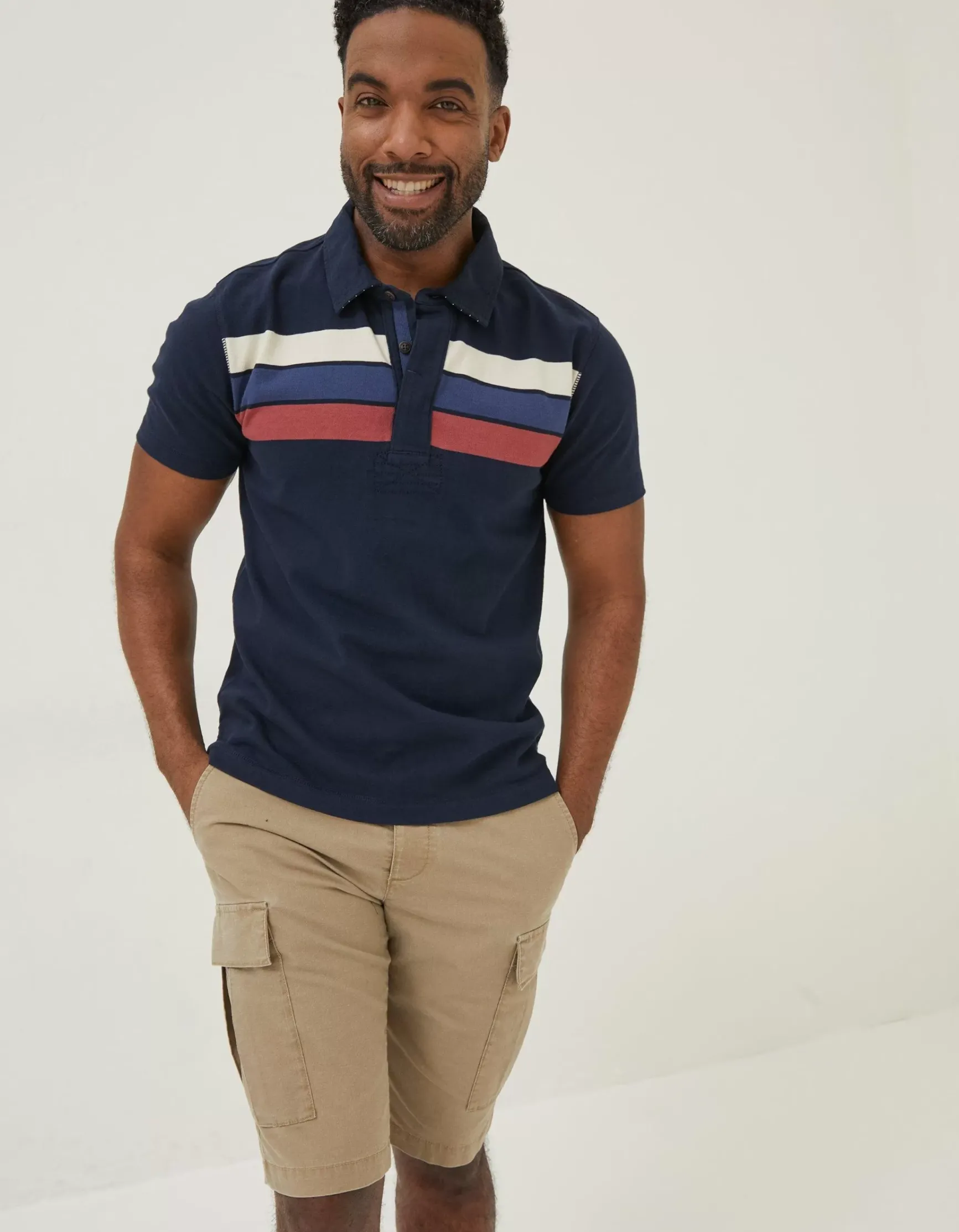 FatFace Chest Stripe Rugby|Men T-Shirts