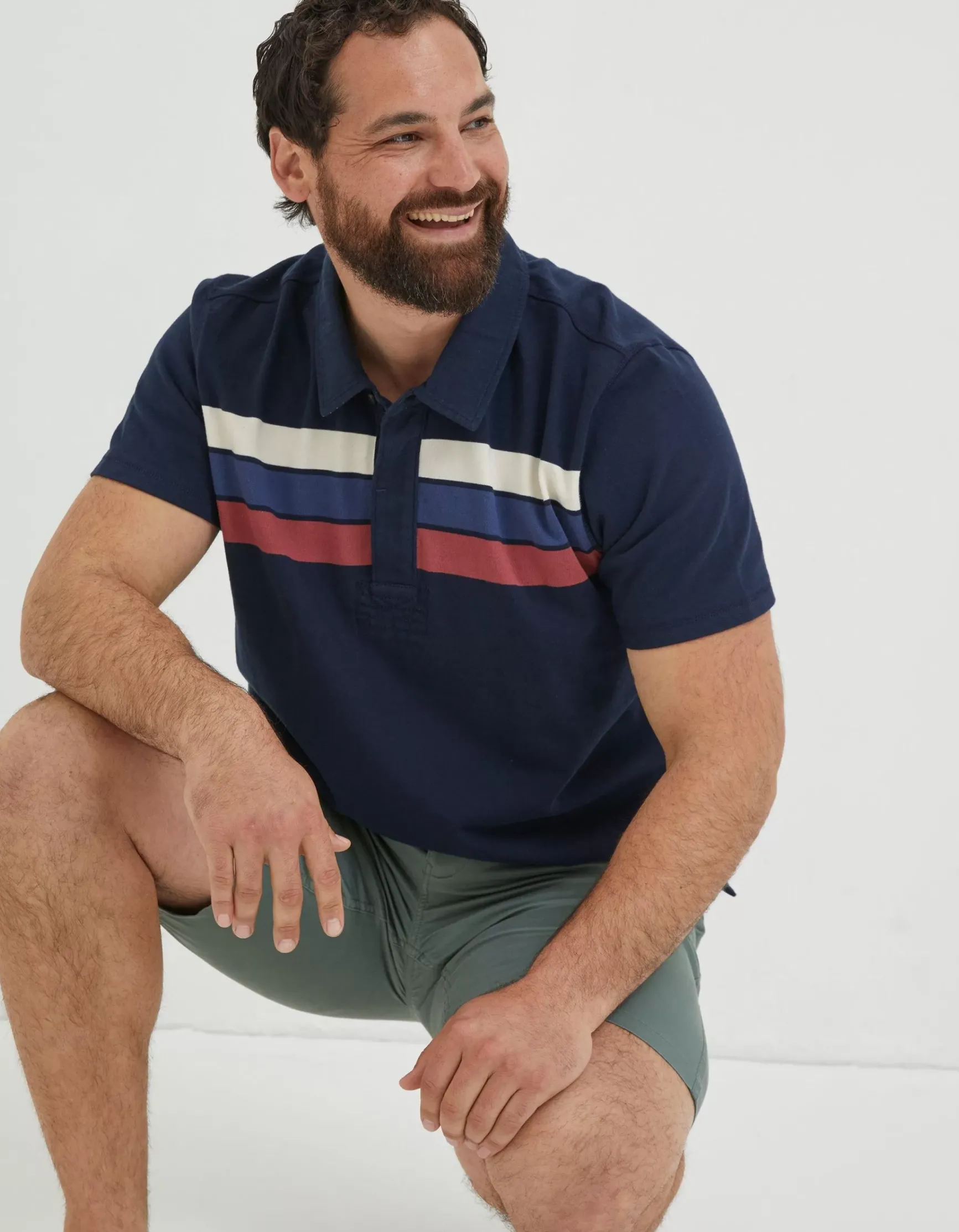 FatFace Chest Stripe Rugby|Men T-Shirts