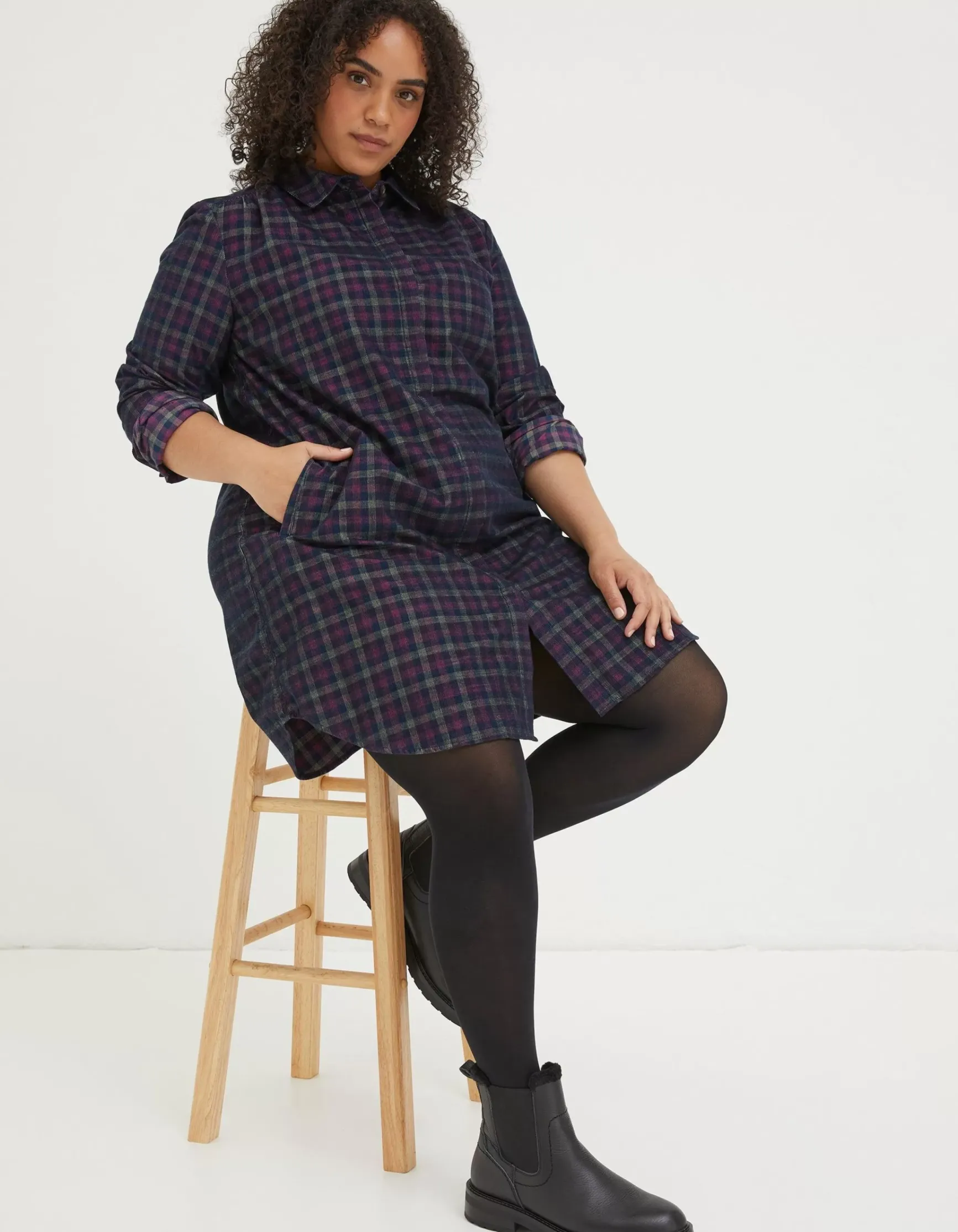 FatFace Chester Cord Check Dress|Women Dresses