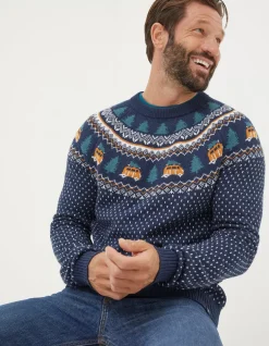 FatFace Christmas Campervan Fairisle Jumper|Men View All