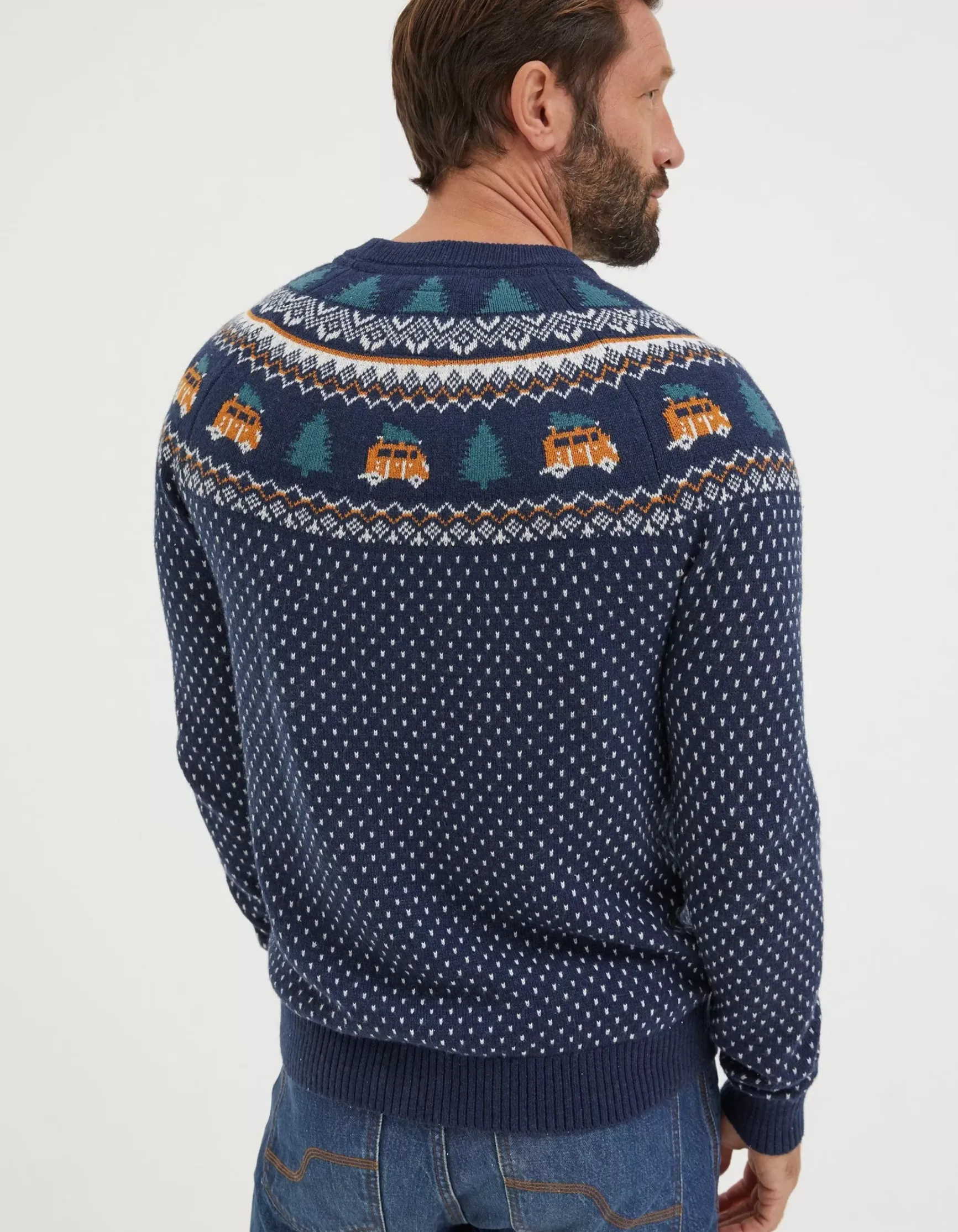 FatFace Christmas Campervan Fairisle Jumper|Men View All