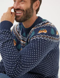 FatFace Christmas Campervan Fairisle Jumper|Men View All