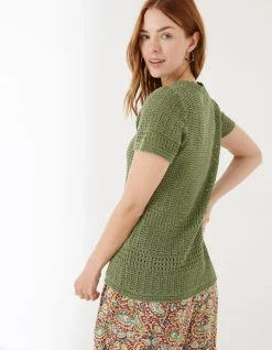 FatFace Clara Crochet Top|Women Tops & T-Shirts