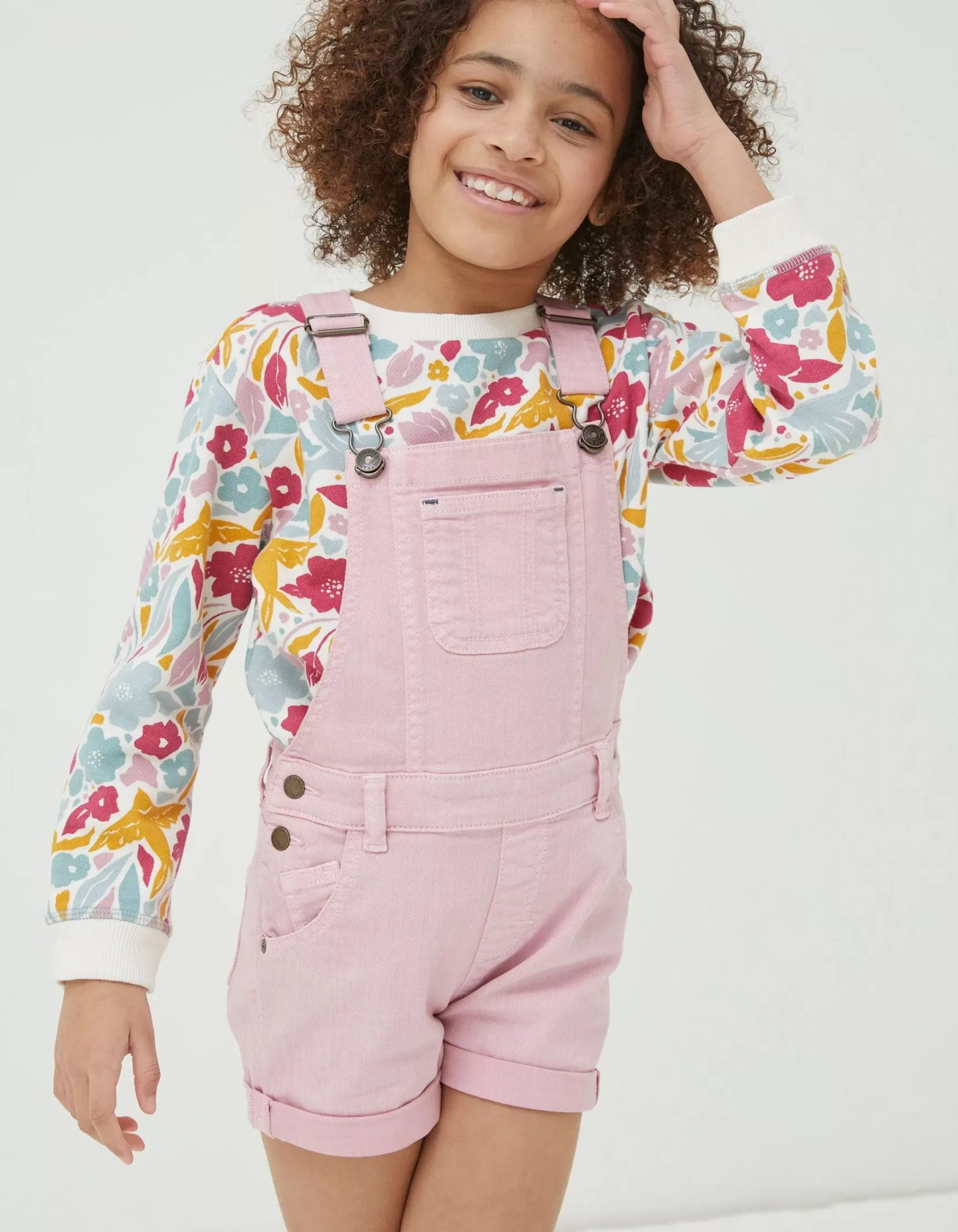 FatFace Coloured Shortie Dungarees|Girls View All