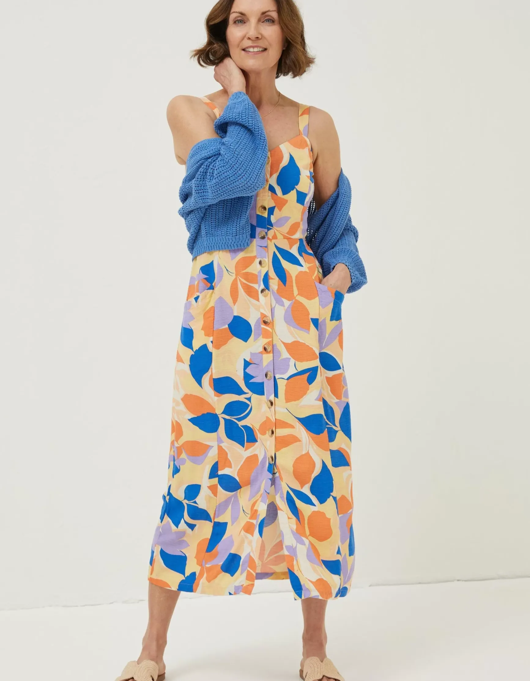 FatFace Corey Stencil Floral Midi Dress|Women Dresses