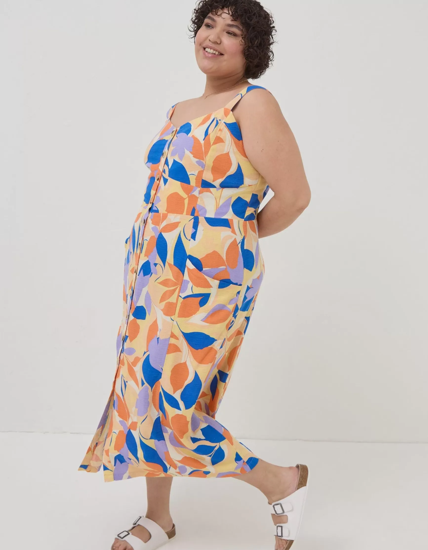 FatFace Corey Stencil Floral Midi Dress|Women Dresses