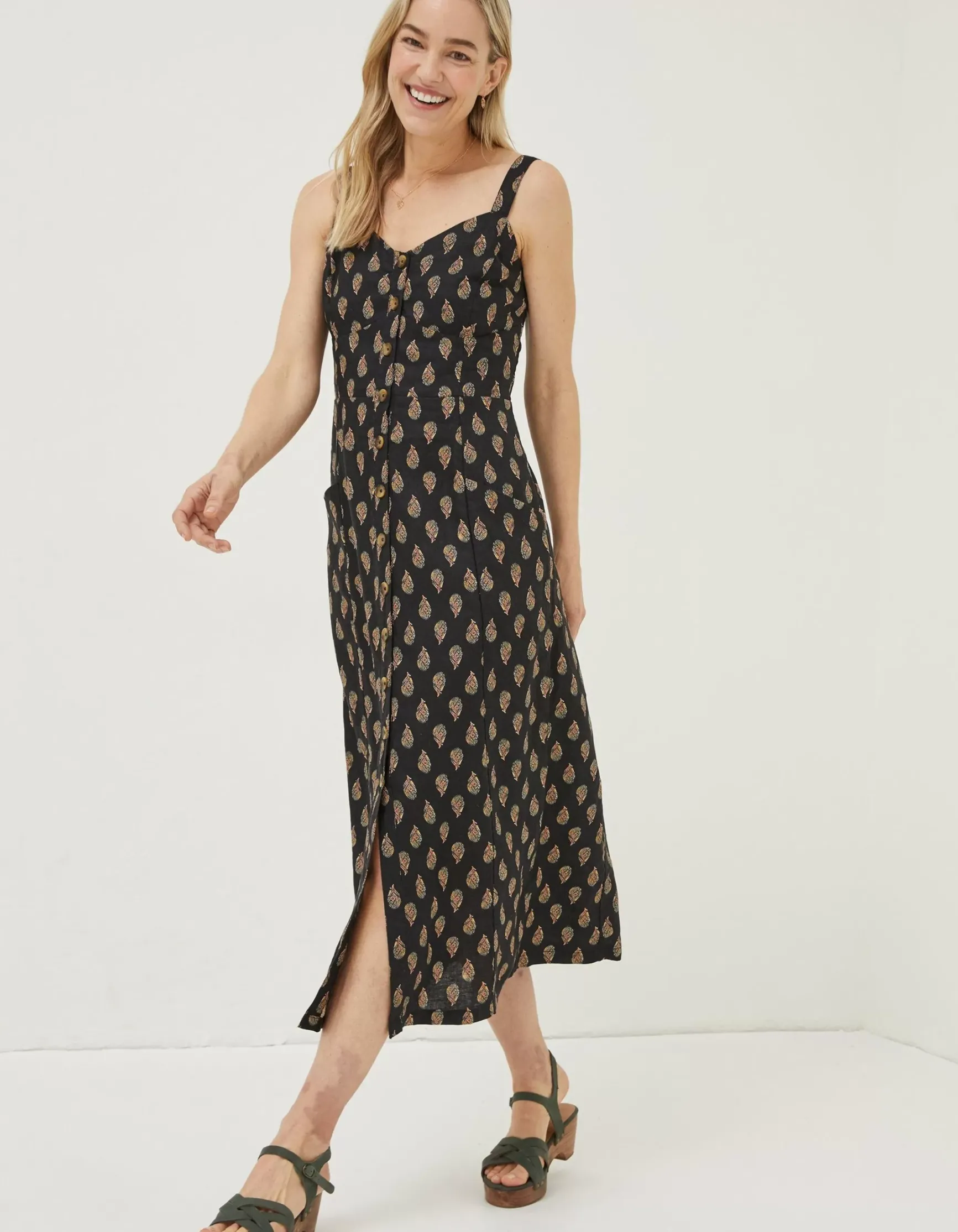 FatFace Corey Woodblock Linen Dress|Women Dresses