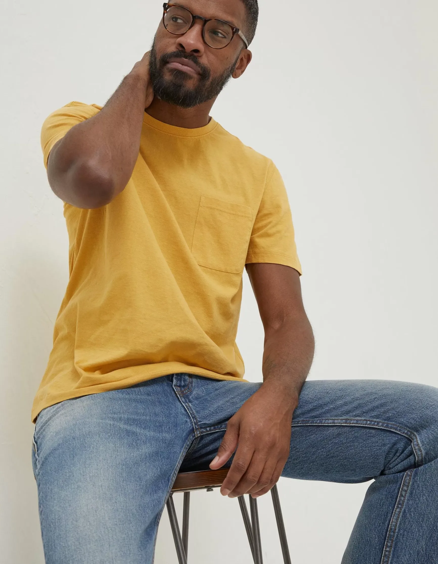 FatFace Cotton Linen Pocket T-Shirt|Men T-Shirts