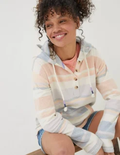 FatFace Daisy Textured Stripe Hoodie|Women Sweatshirts & Hoodies