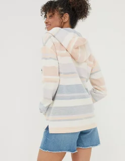 FatFace Daisy Textured Stripe Hoodie|Women Sweatshirts & Hoodies