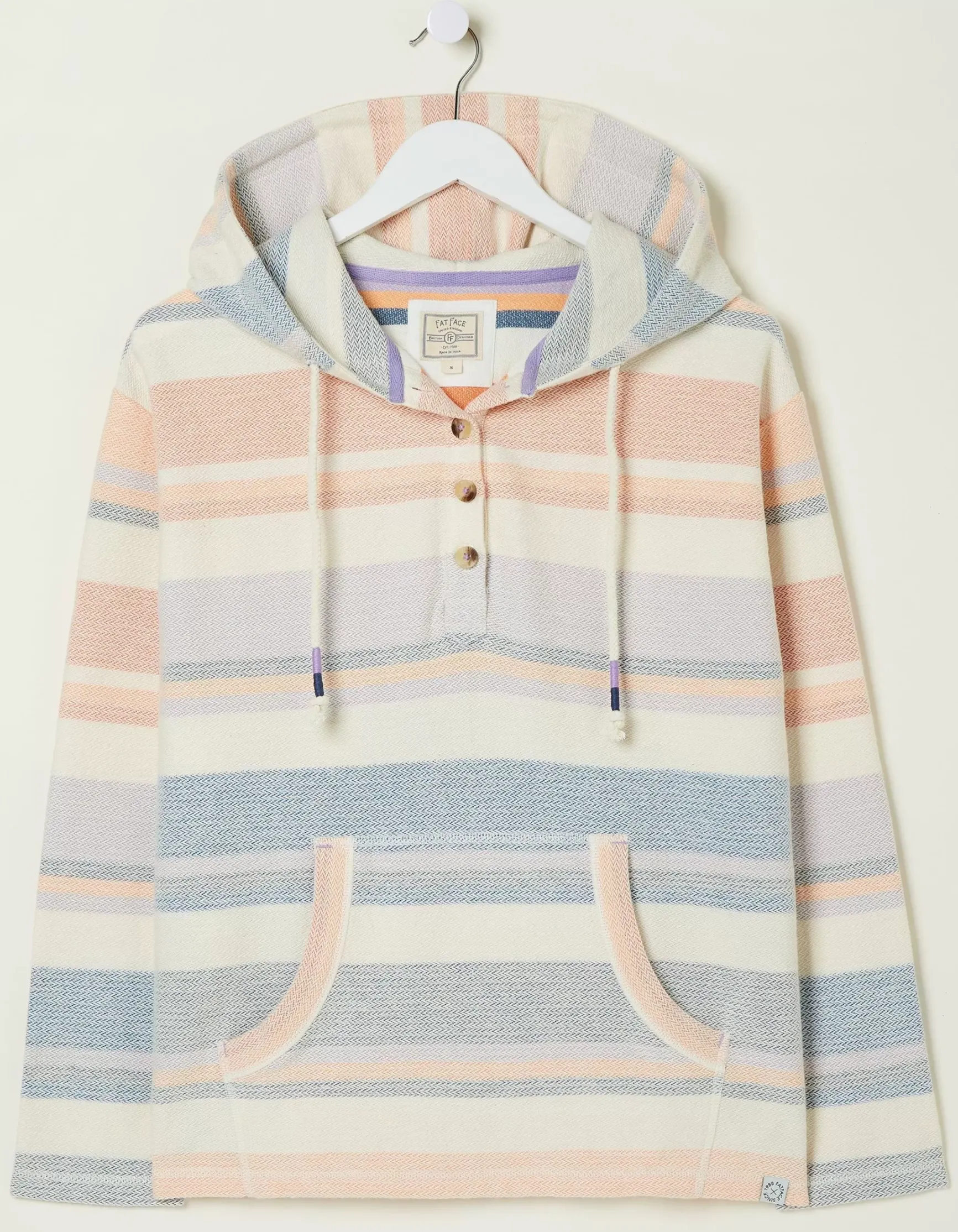 FatFace Daisy Textured Stripe Hoodie|Women Sweatshirts & Hoodies