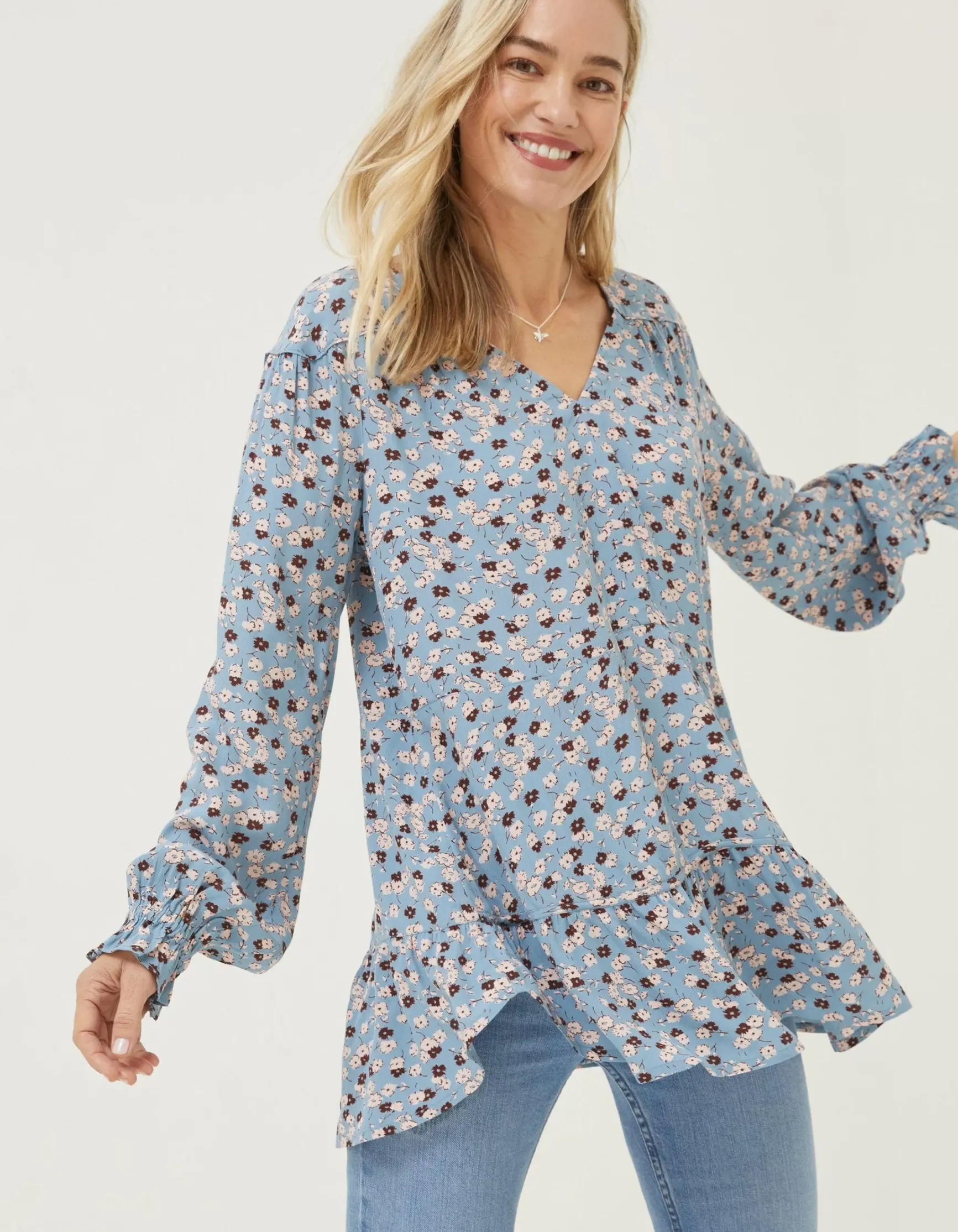 FatFace Dylan Tonal Longline Blouse|Women Shirts & Blouses