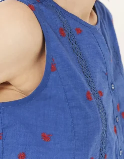 FatFace Ella Embroidered Daisy Cami|Women Tops & T-Shirts