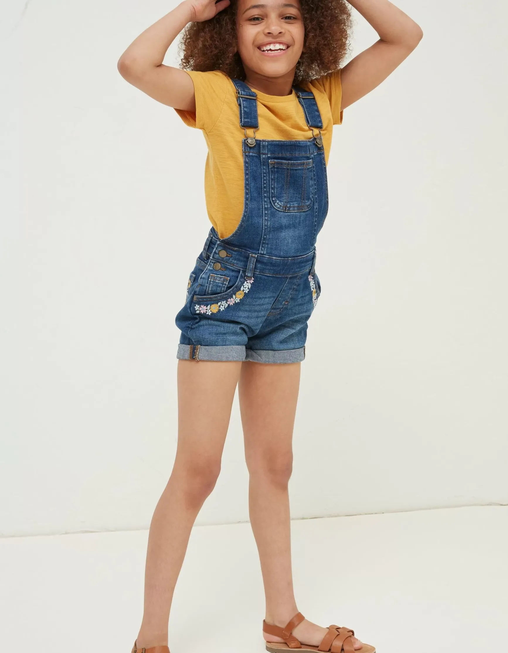 FatFace Embroidered Shortie Dungarees|Girls View All