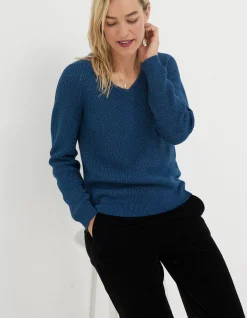 FatFace Estelle V Neck Sparkle Jumper|Women View All
