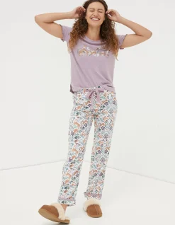 FatFace Eva Lino Animals Pyjama Bottoms|Women Nightwear & Loungewear