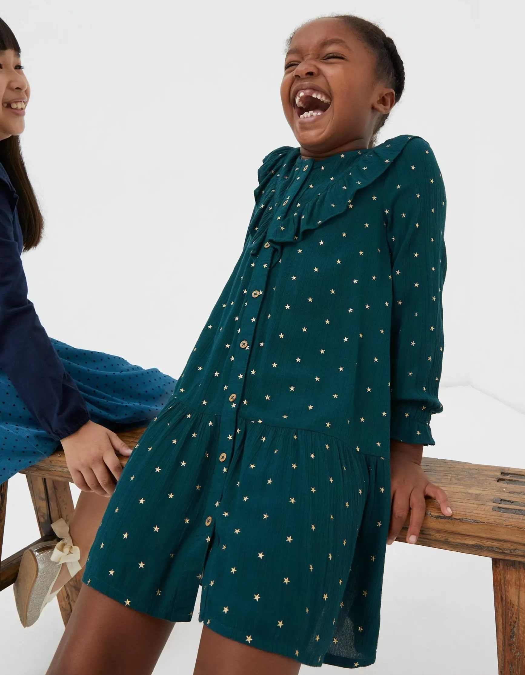 FatFace Evie Foil Star Dress|Girls View All