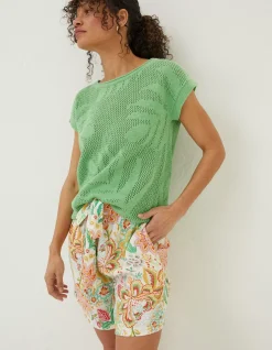 FatFace Faye Palm Button Back Top|Women Knitwear