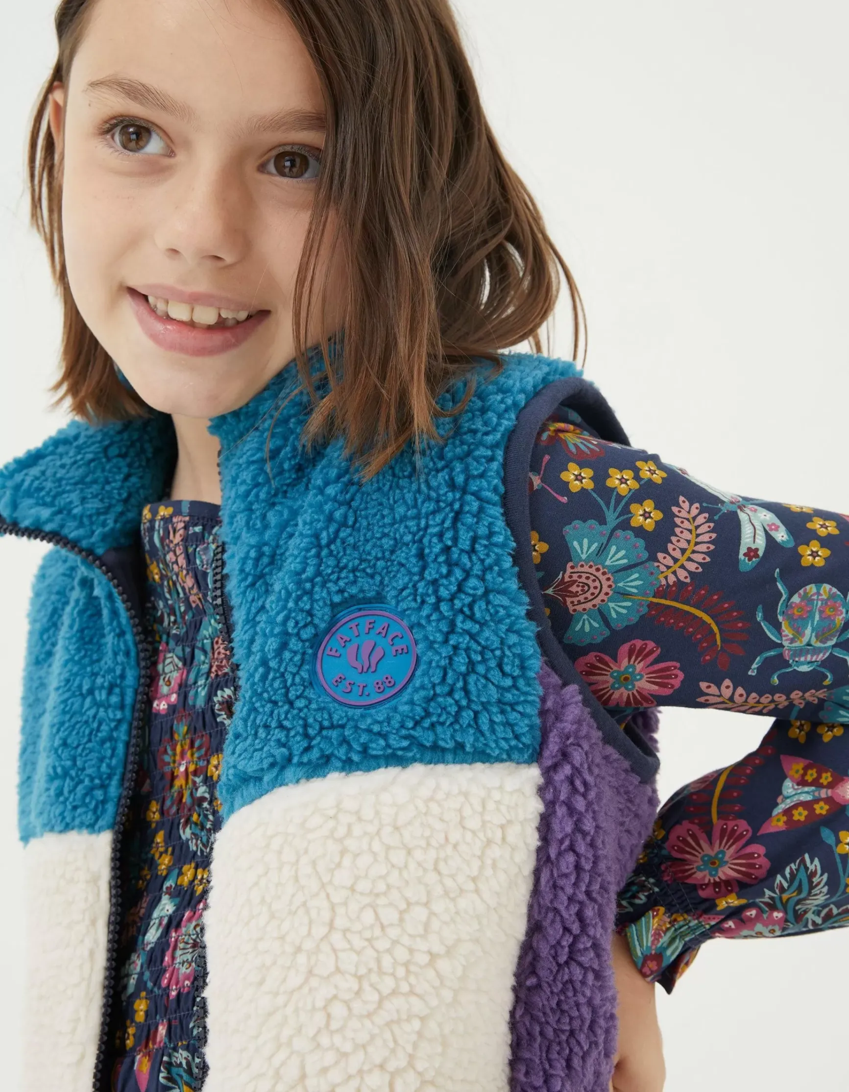 FatFace Fleece Colourblock Gilet|Girls View All