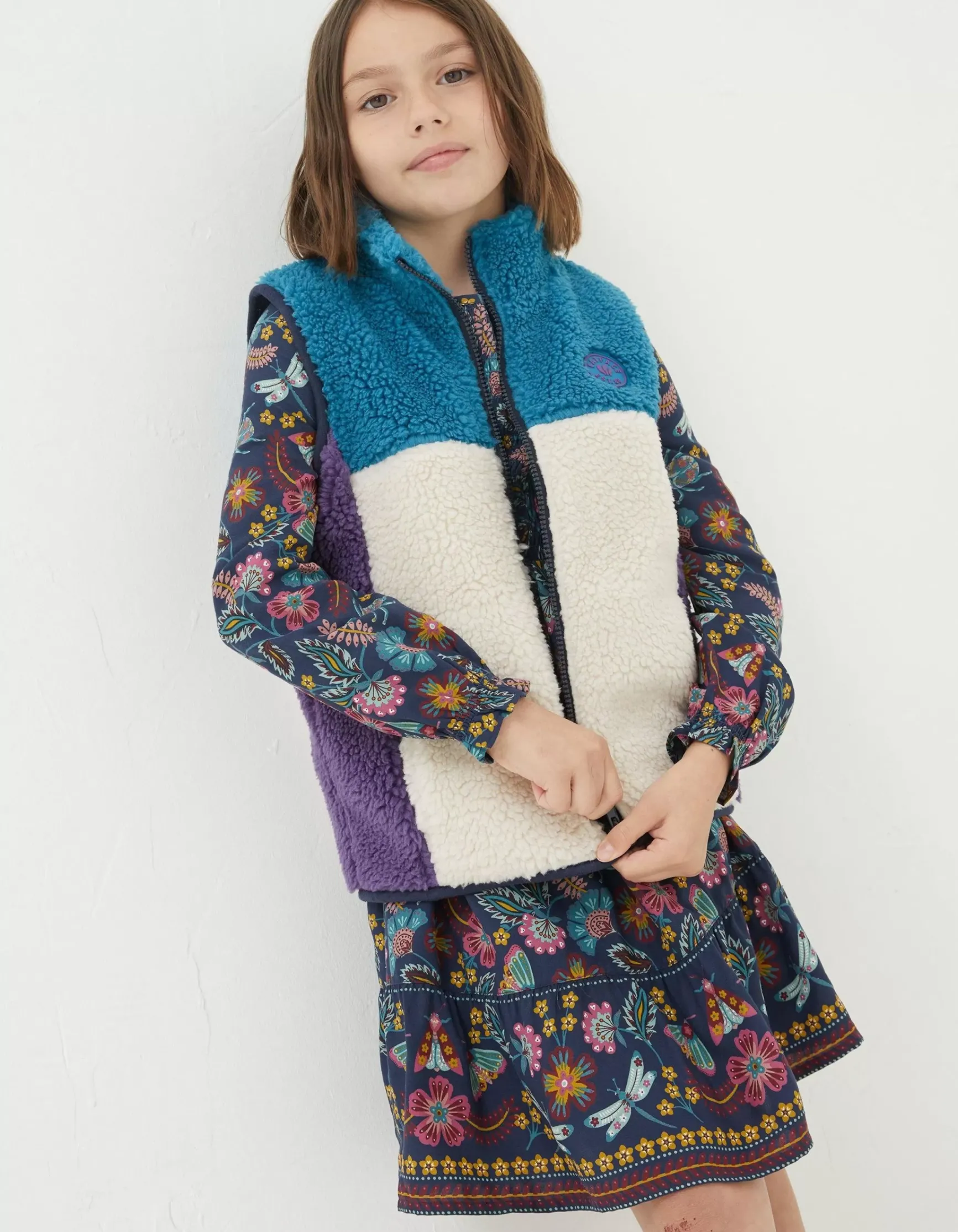 FatFace Fleece Colourblock Gilet|Girls View All