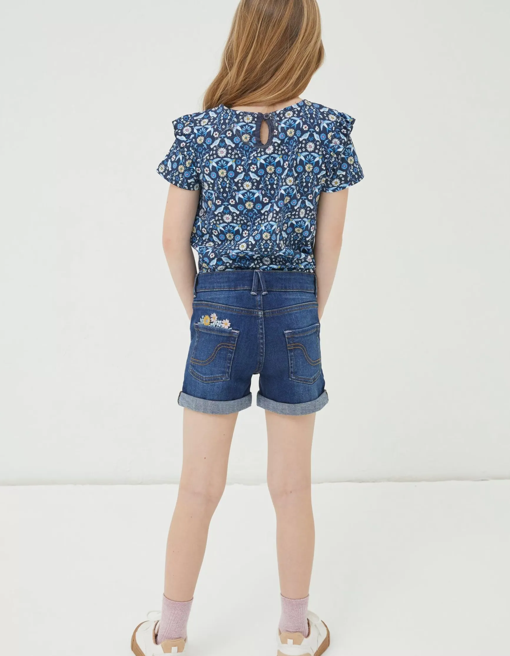 FatFace Floral Embroidered Denim Shorts|Girls View All