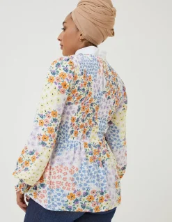 FatFace Fran Meadow Patch Shirred Top|Women Shirts & Blouses