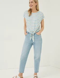 FatFace Fran Stripe Tie Front Top|Women Tops & T-Shirts