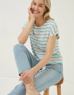 FatFace Fran Stripe Tie Front Top|Women Tops & T-Shirts