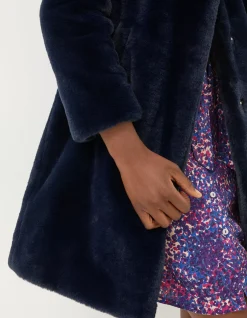 FatFace Freya Faux Fur Long Coat|Women Coats & Jackets