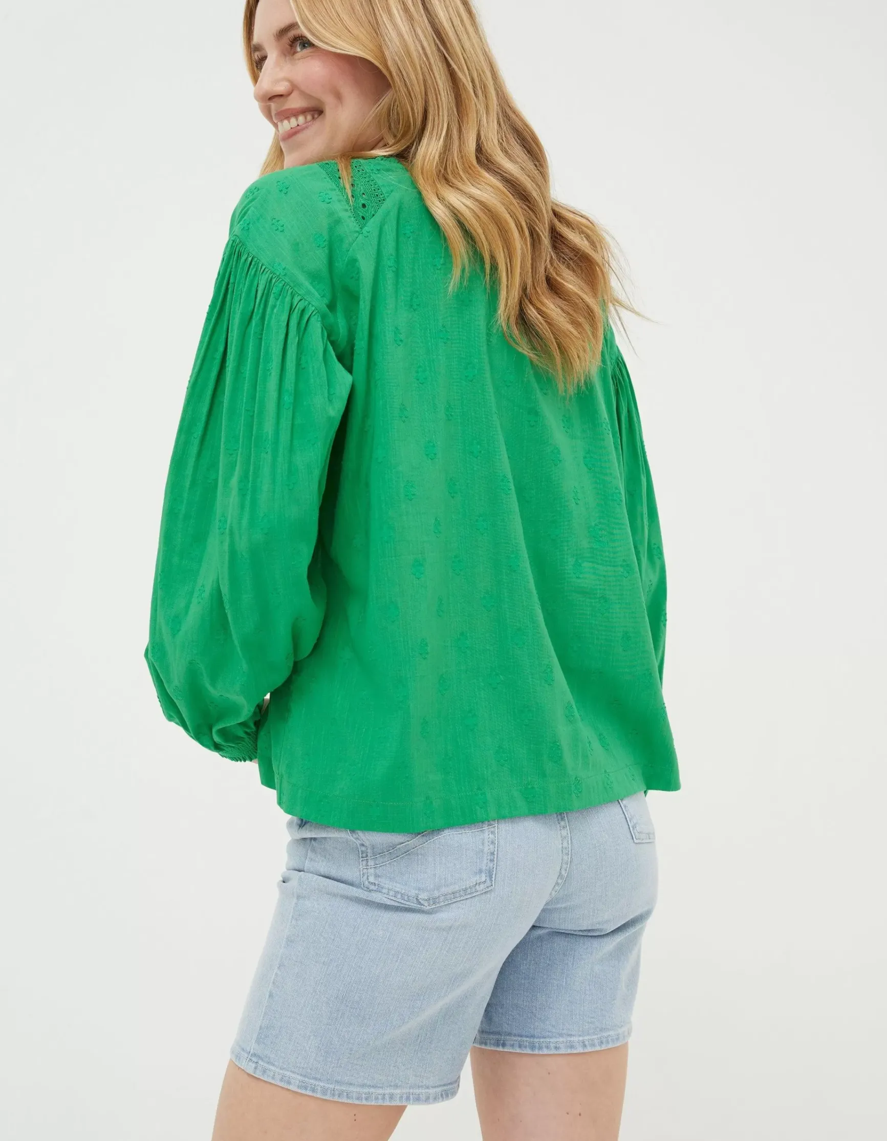 FatFace Freya Green Lace Blouse|Women Shirts & Blouses