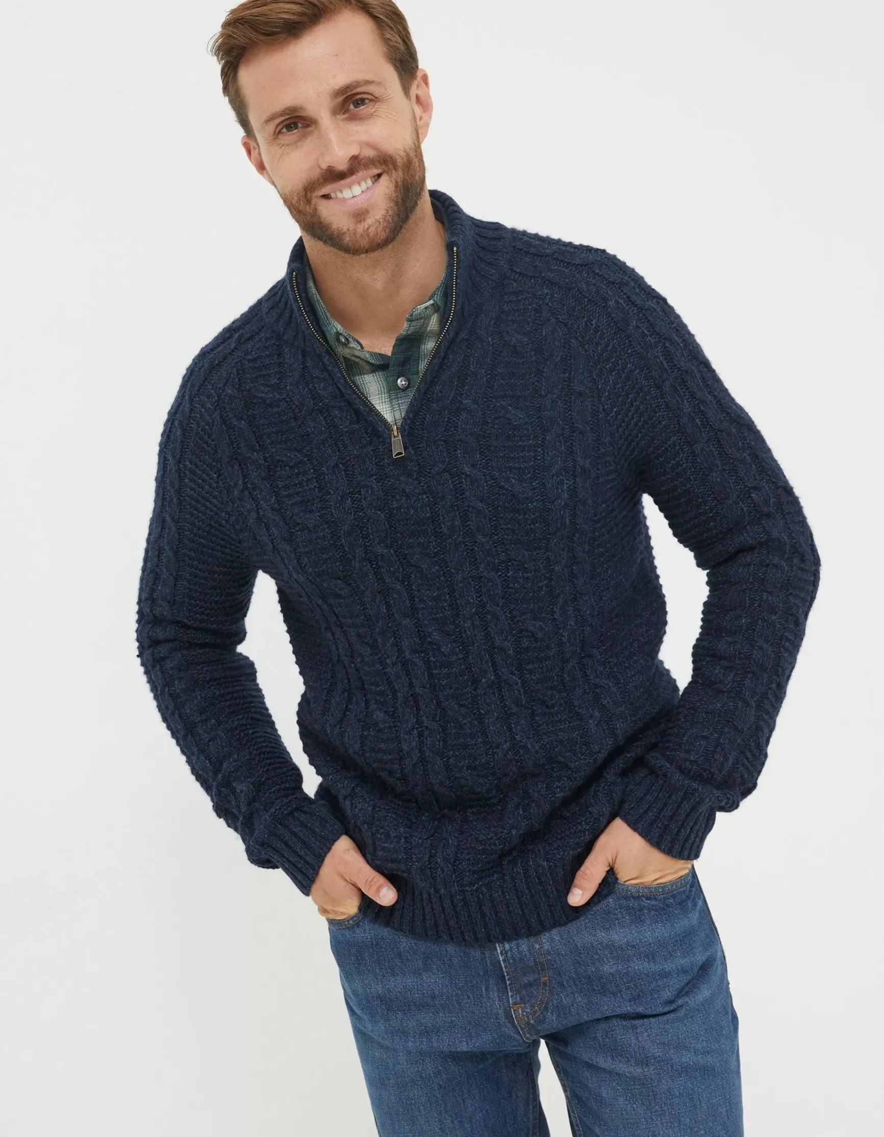 FatFace Funtley Cable Half Neck Jumper|Men View All