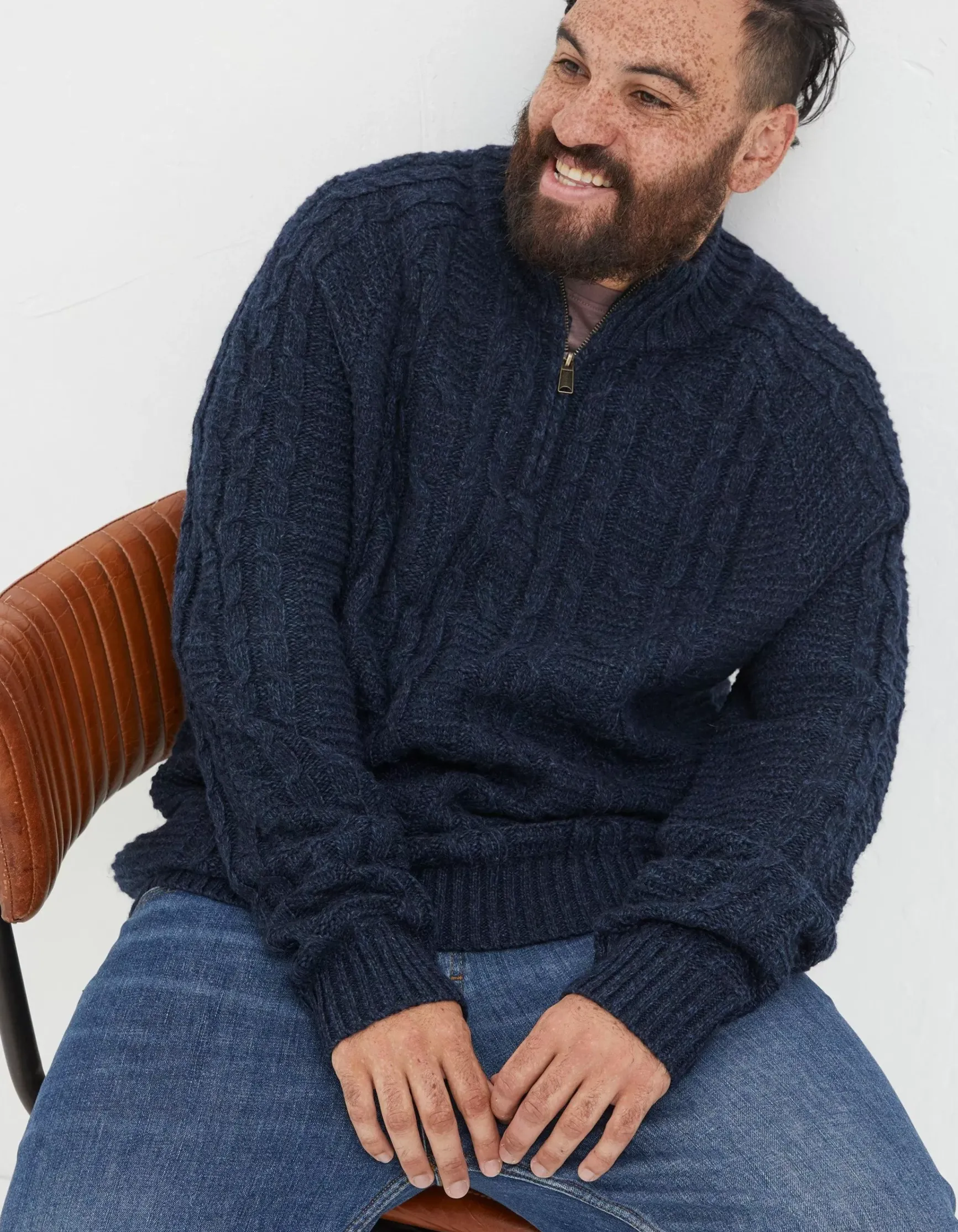 FatFace Funtley Cable Half Neck Jumper|Men View All