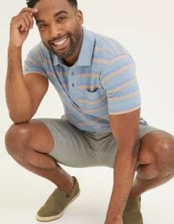 FatFace Harlyn Textured Stripe Polo|Men T-Shirts