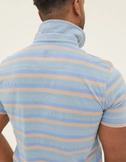 FatFace Harlyn Textured Stripe Polo|Men T-Shirts