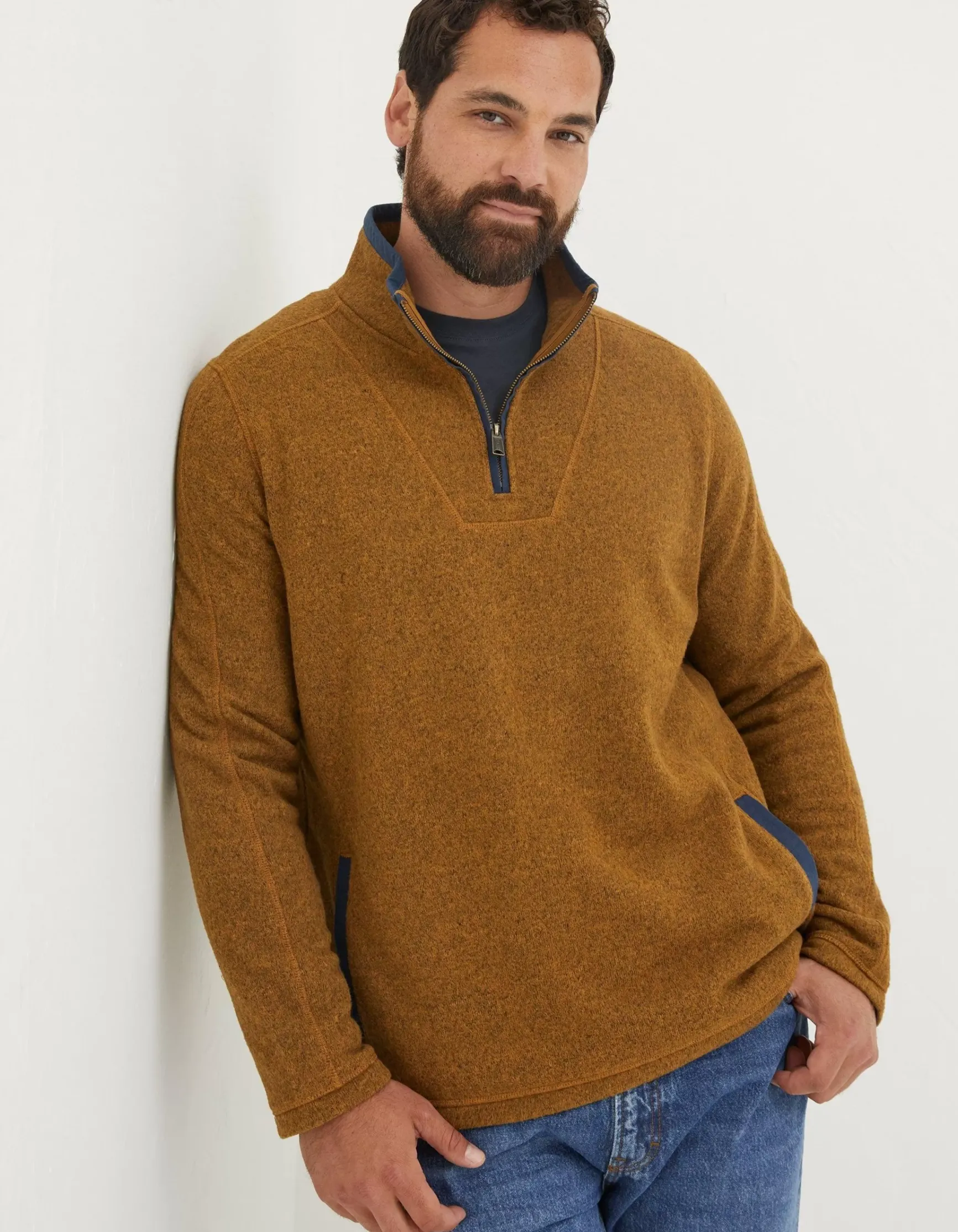 FatFace Haxby Fleece Half Neck Sweatshirt|Men View All