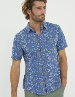 FatFace Indigo Leaf Print Shirt|Men View All