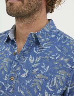 FatFace Indigo Leaf Print Shirt|Men View All