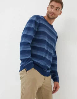 FatFace Indigo Stripe Crew Neck Sweatshirt|Men Sweatshirts & Hoodies