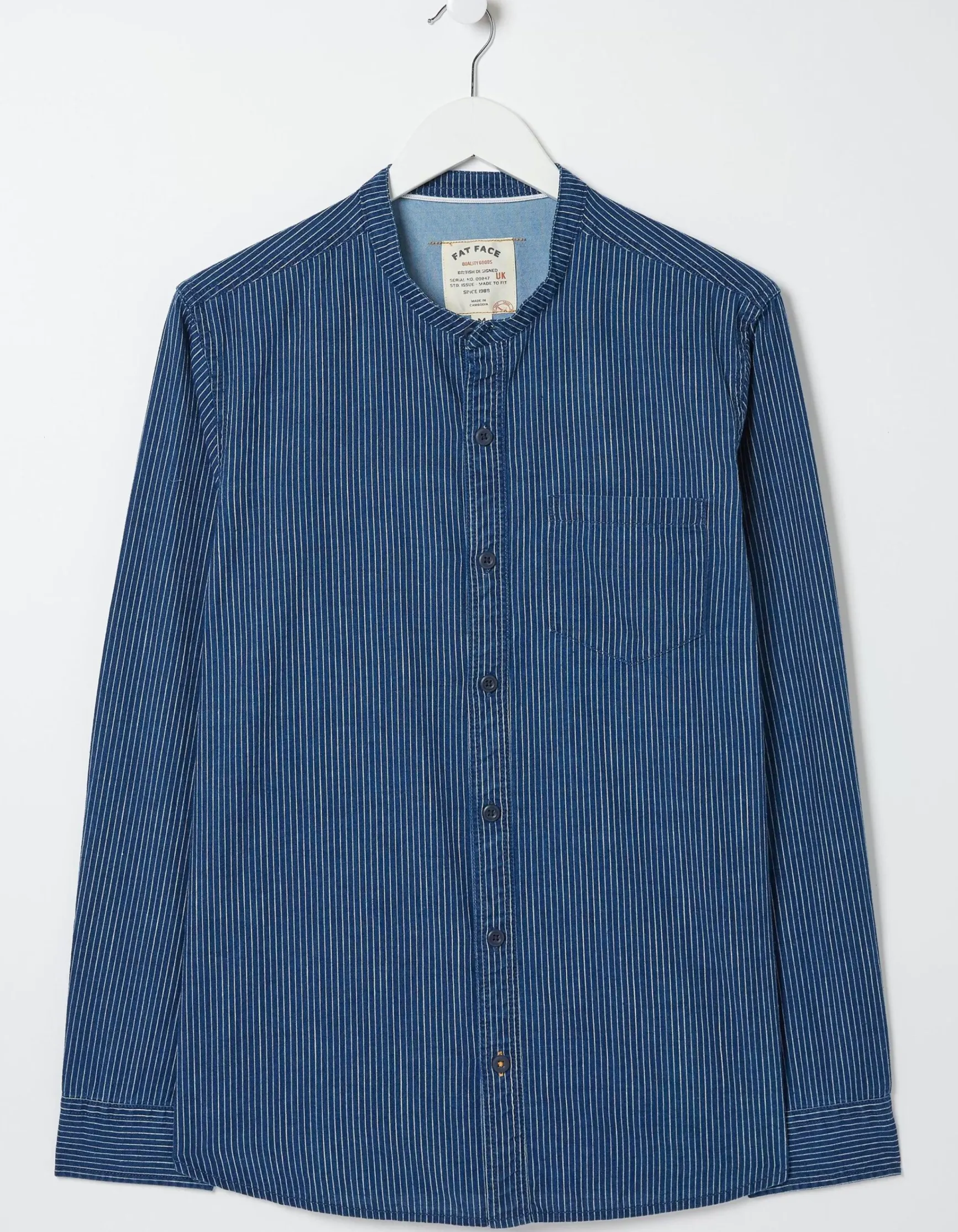 FatFace Indigo Stripe Grandad Shirt|Men View All