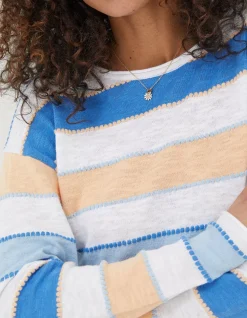 FatFace Isobella Cotton Linen Stripe Jumper|Women Knitwear
