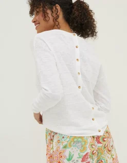 FatFace Isobella Linen Blend Button Back Jumper|Women Knitwear