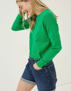 FatFace Isobella Linen Blend Button Back Jumper|Women Knitwear