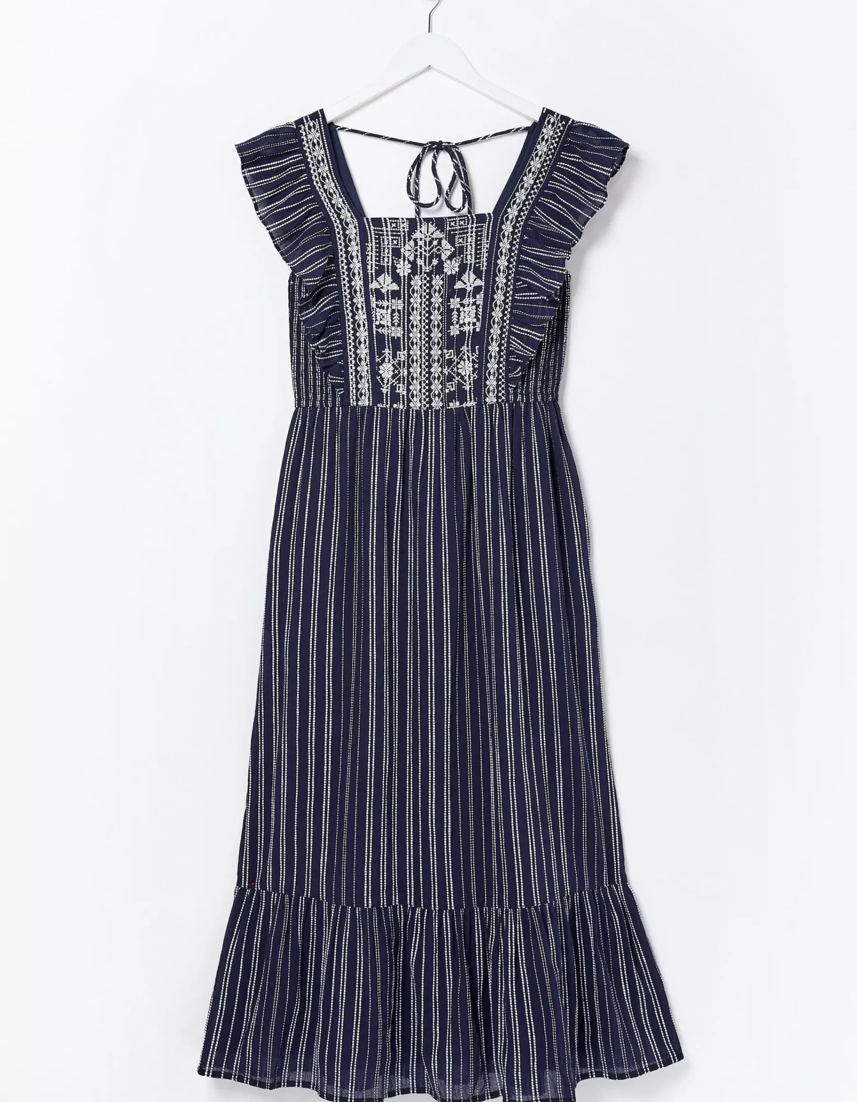 FatFace Izzi Stripe Embroidered Midi Dress|Women Dresses