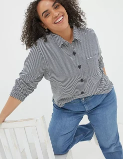 FatFace Jess Stripe Jersey Shirt|Women Tops & T-Shirts