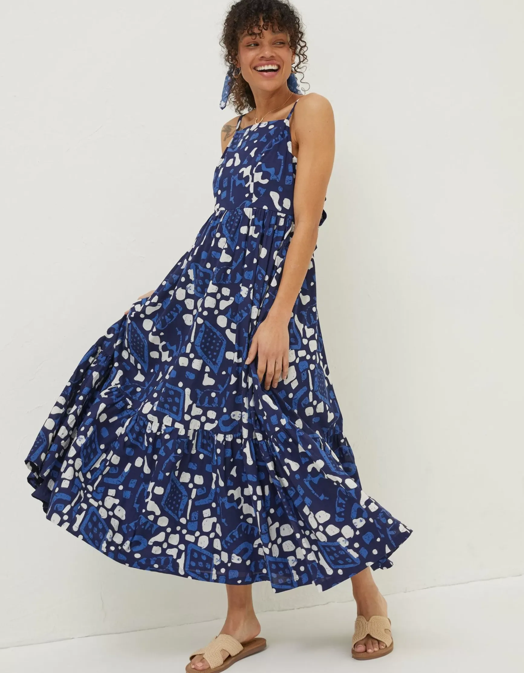 FatFace Julien Geo Batik Midi Dress|Women Dresses
