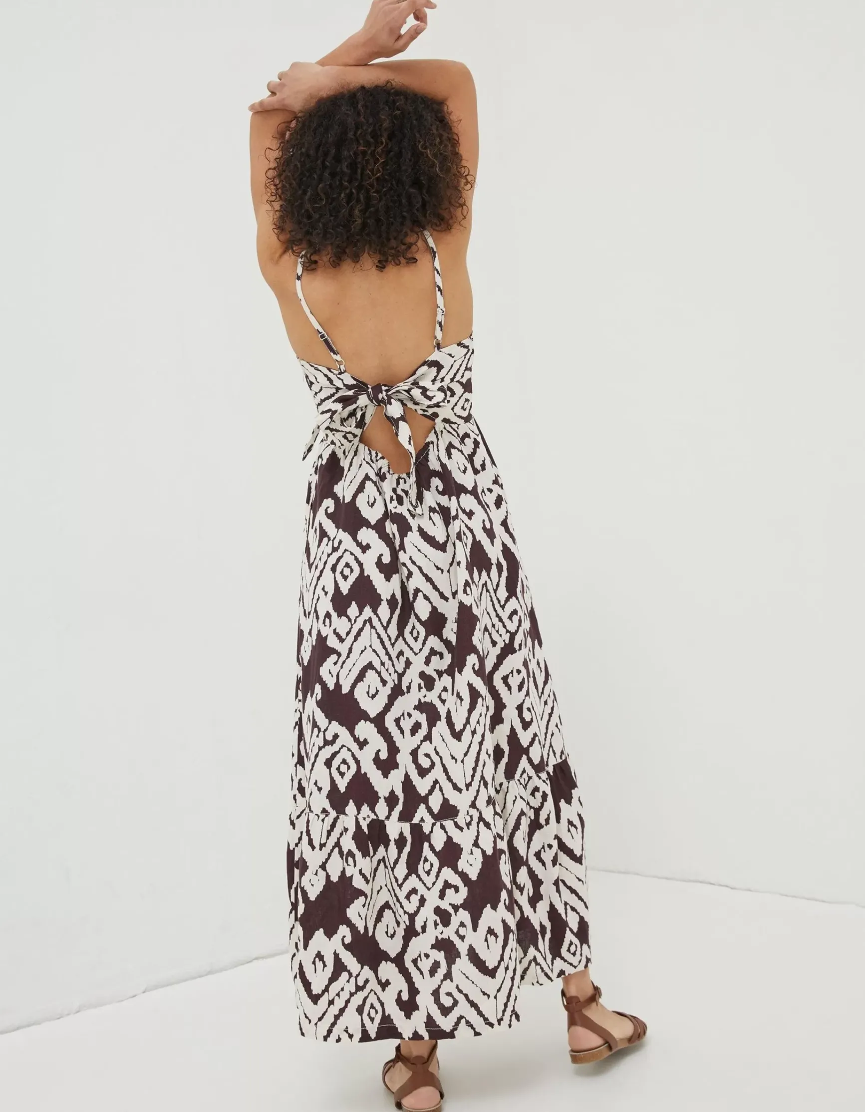 FatFace Julien Ikat Linen Midi Dress|Women Dresses